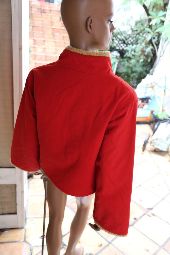 1990s Boho Asian Outerwear Red Geisha Jacket Asia… - image 2