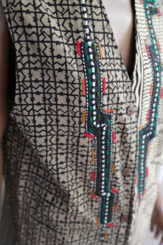 1980s Blazer Embroidered Long Vest Boho Native Am… - image 5