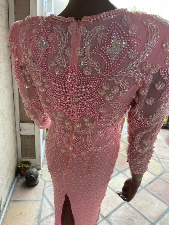 Gorgeous Pink Beaded Vintage Evening Dress