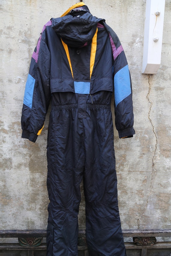 1980s Hard Corps Ski Suit Size 40 Retro Funky Bla… - image 6