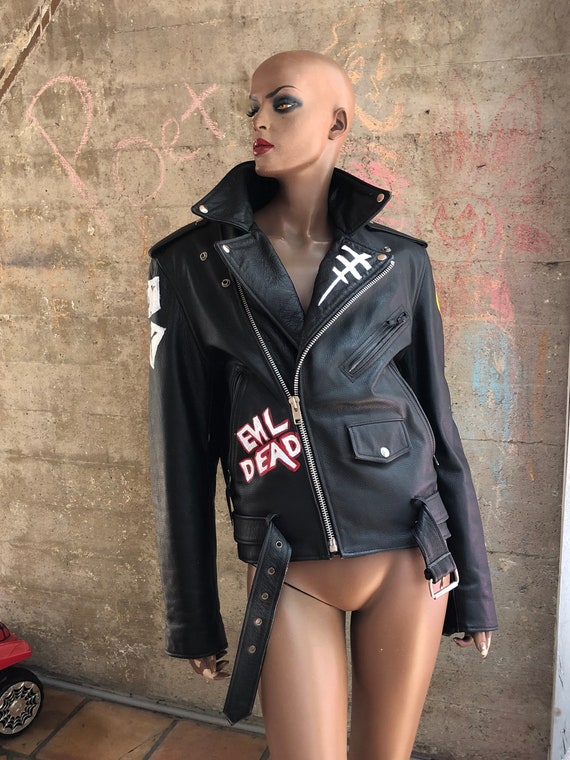 Size 38 Misfits Leather Jacket Motorcycle Leather Hand Painted Art
