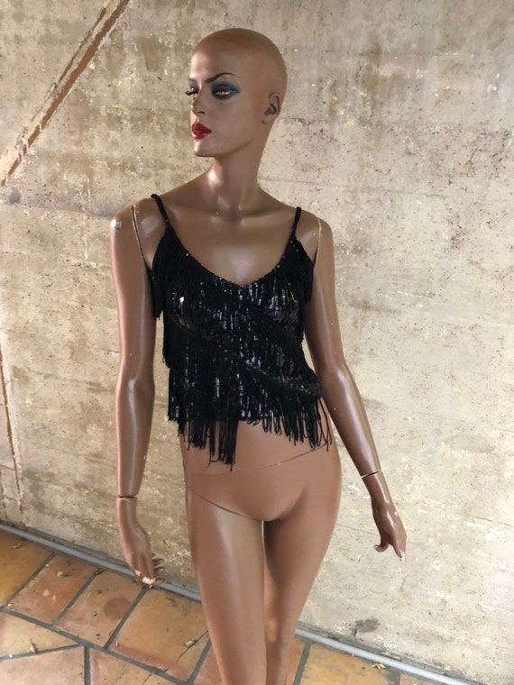 1980s Sequin Fringe Cropped Top Summer - image 8