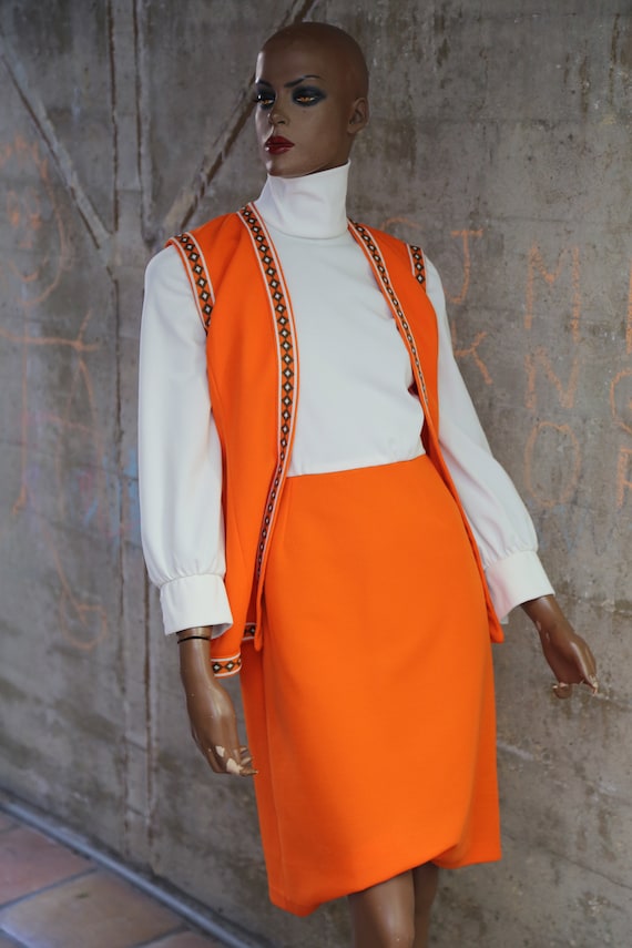 1960s Two Piece Dress and Vest Turtle Neck Dress O