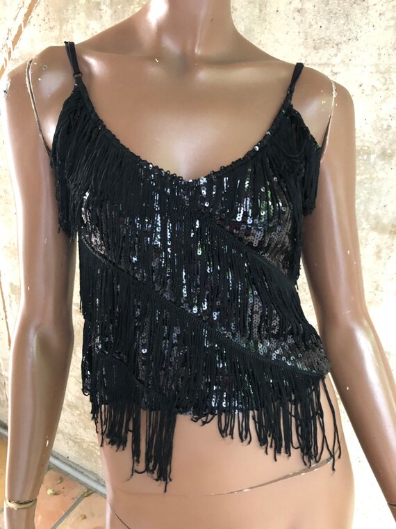 1980s Sequin Fringe Cropped Top Summer - image 7