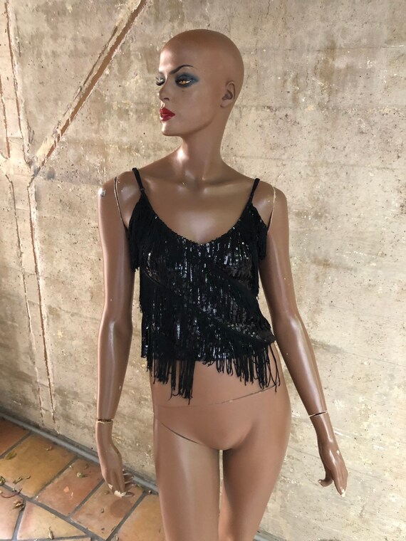 1980s Sequin Fringe Cropped Top Summer - image 3