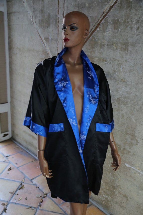 1990s Vinatag Blue Men's Unise Kimono Outerwear R… - image 3