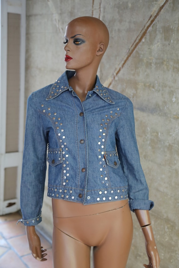 Levis Denim 1980s Top Blouse Shirt Jacket Stdudded