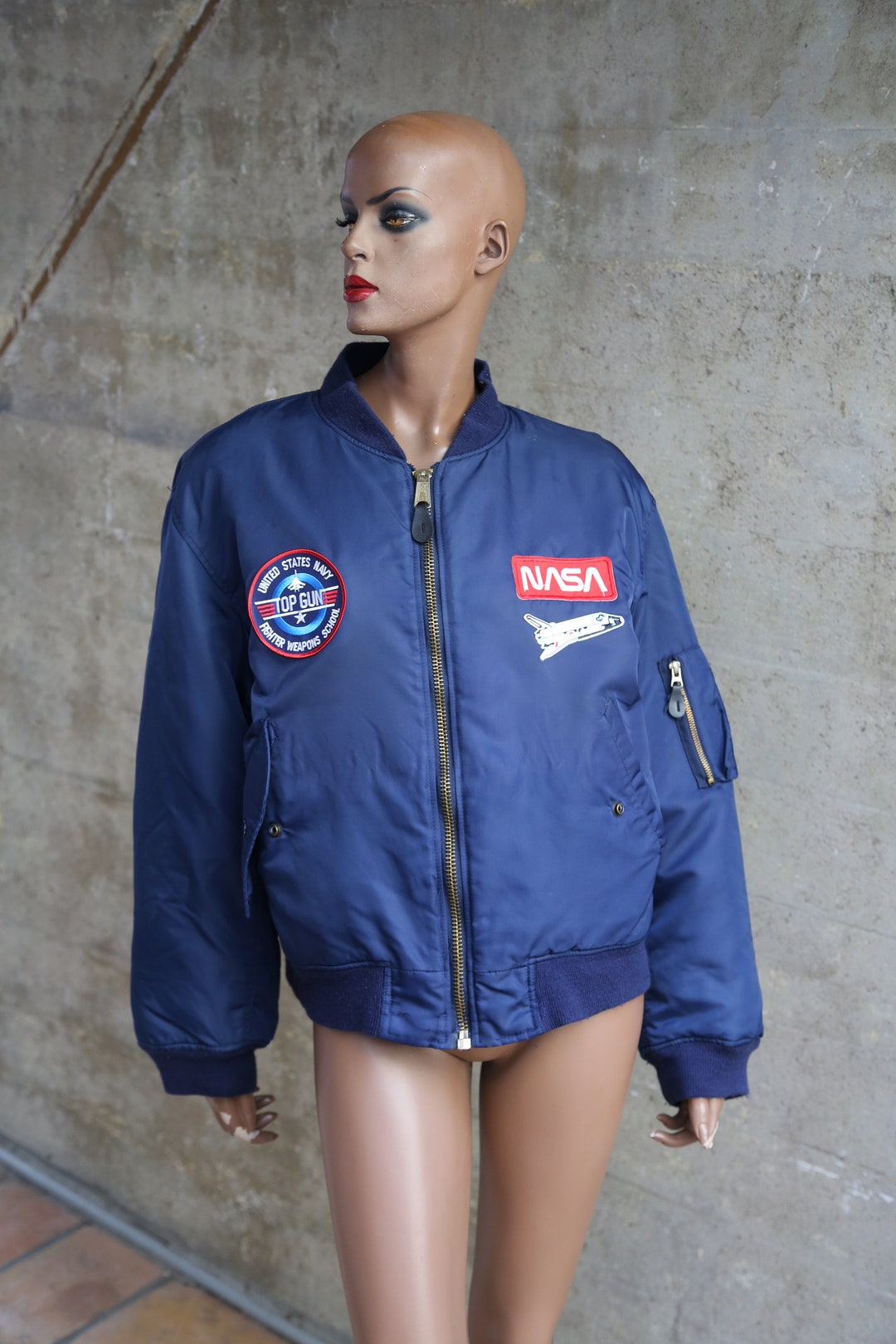 Nasa Patched Space Shuttle Top Gun Bomber Jacket Stranger - Etsy