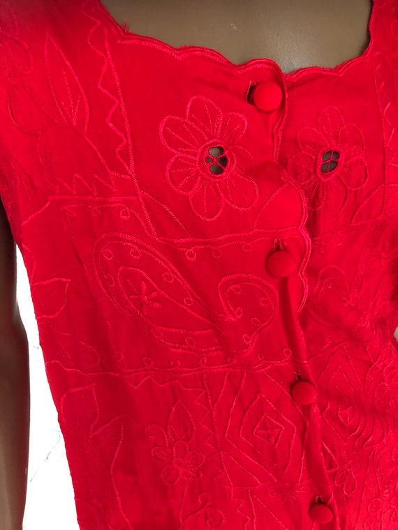 CHERRY Red VIntage 1980s Dress - image 7
