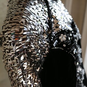 Sequin Velvet like Vintage Dress Kimono Black Silver Mesh - Etsy