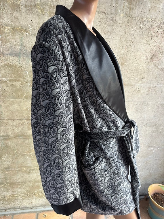 Vintage Nordstroms Smokers Jacket Grey and Black … - image 2