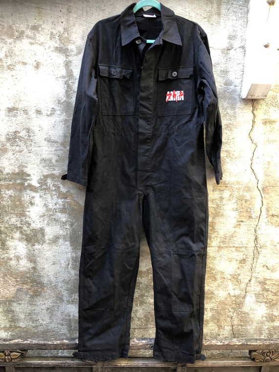 1990s Patched Akira Black Mens Jumpsuit Coveralls