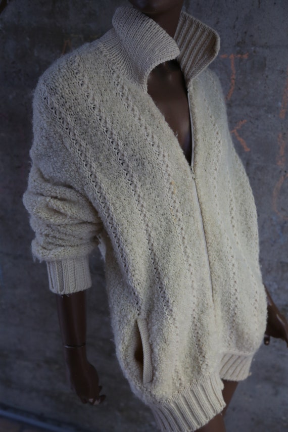 1980s XL Bonda Boho White Knitted Sweater BEAUTIFU