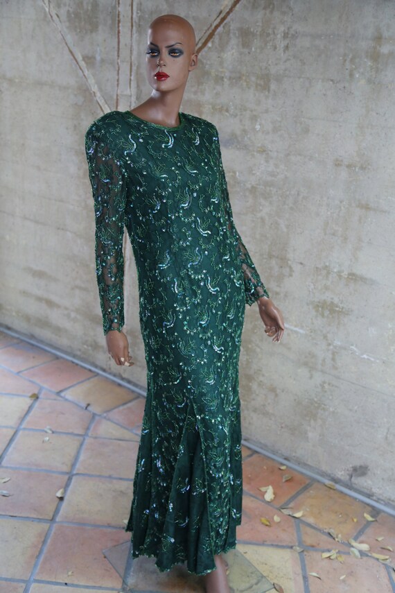 Sequin Beaded Long Vintage Cocktail Party Dress Go