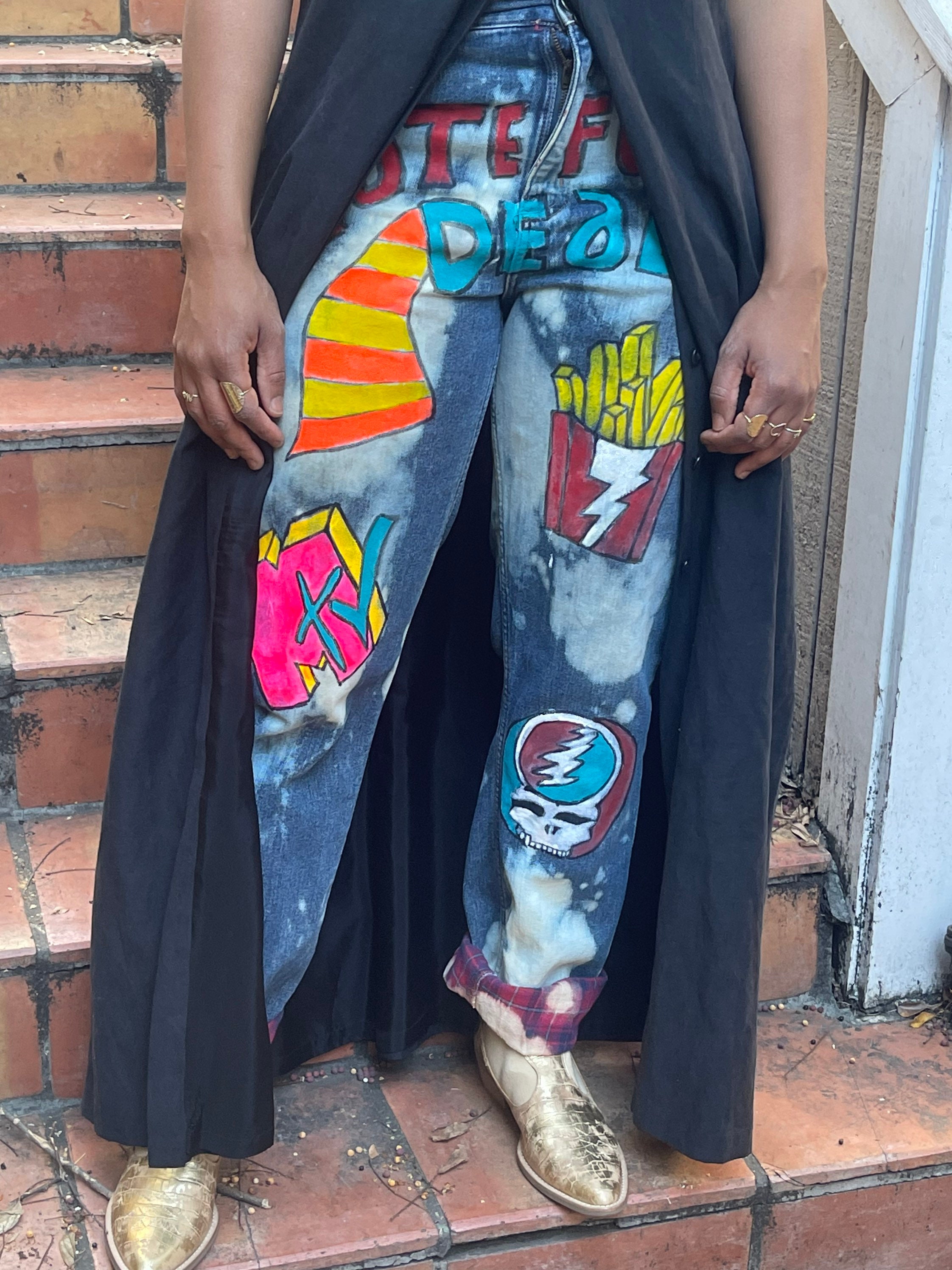 90s painted shop jeans