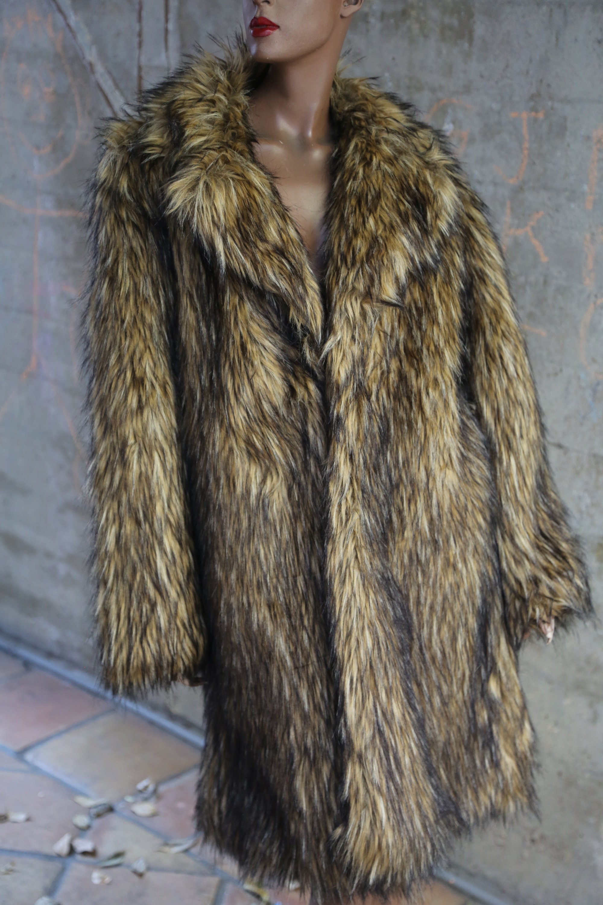 Brown BEAUTY FAUX Fabulous 1980s Lanshefei Long Fur Coat | Etsy