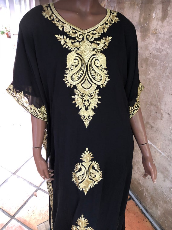 1990s Embroidered Black Ethnic Dress Made in India - image 3