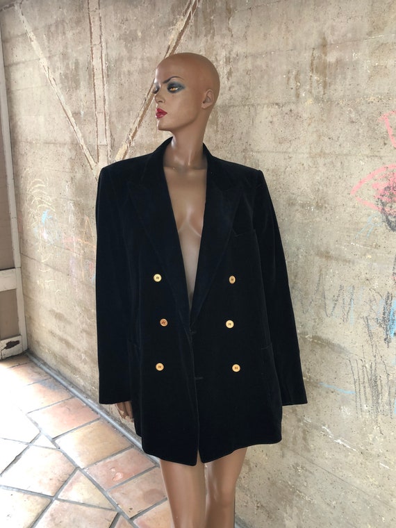 Stunning Velvet 1980s Blazer Jet Black