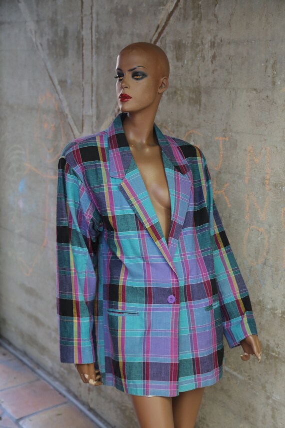 Men's Plaid Cotton Blazer