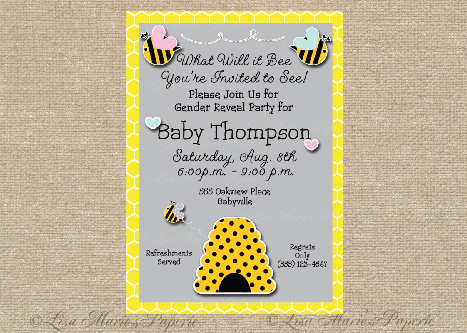 Gender Reveal Party Invitation Handmade Gender Reveal Digital Etsy