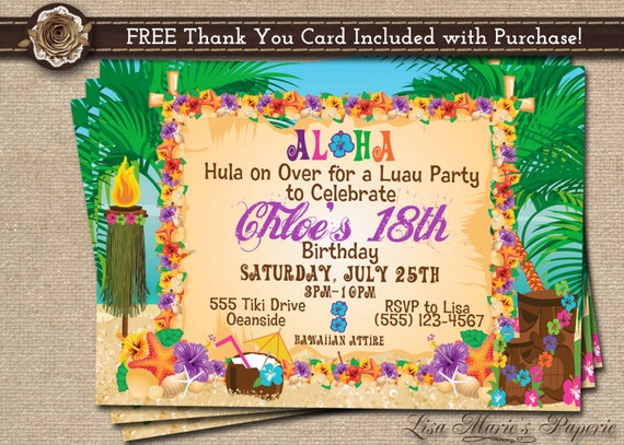 Hawaii Party Einladung Luau Geburtstags Einladung Luau Etsy