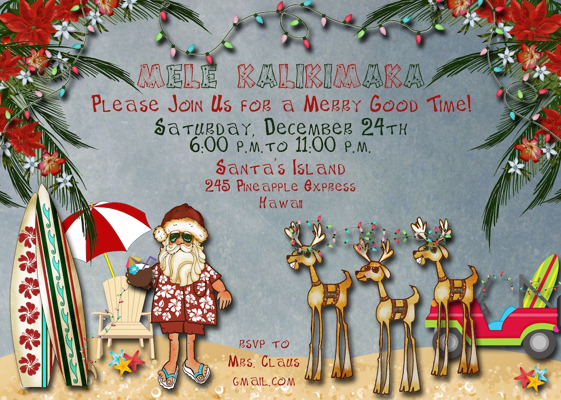 hawaiian-christmas-party-invitation-santa-claus-party-etsy