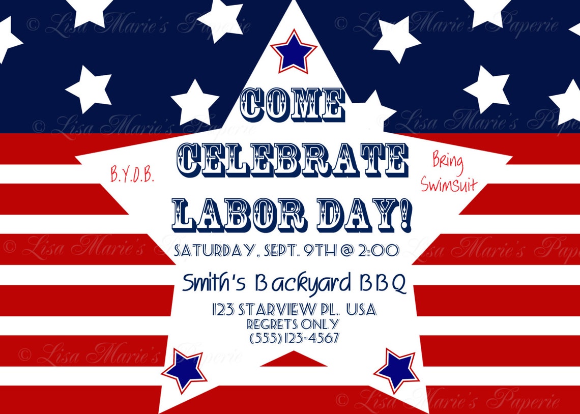 Labor Day Invitation, Patriotic Invitation, Bbq Invitation, Labor Day ...
