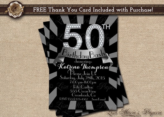 Invitation A 50 Ans Invitation A Une Fete De 50e Etsy Canada