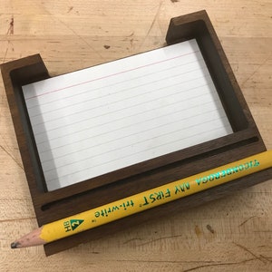 Card Holder for 3 X 5 note cards - Includes pencil/pen holder - Great for holding Recipes, or organizing yourself (Shown in walnut)
