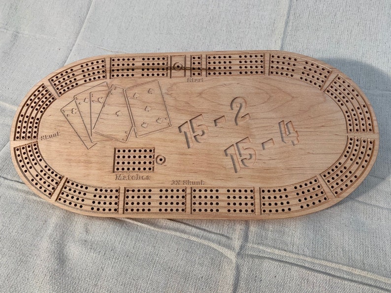 Cribbage Board Four Player Continuous Track Etsy