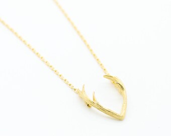 Antler gold plated necklace pretty, lovely, cute jewelry