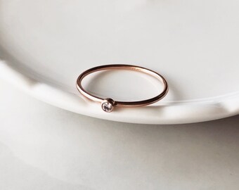 Dainty 14k rose gold filled cz stacking ring