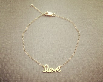 Love pendant gold filled bracelet love, lucky, cute, adorable