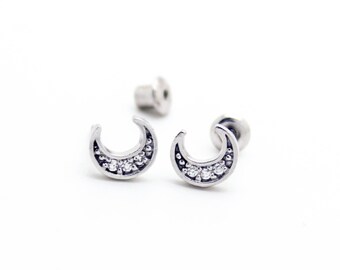 Crescent moon .925 sterling silver earrings