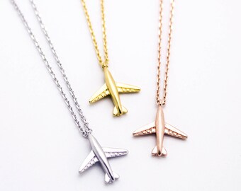 Airplane gold plated necklace pretty, lovely, cute jewelry