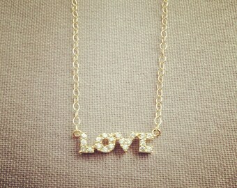 Love gold filled necklace pretty, cute, lovely, adorable jewelry