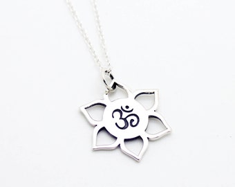 Om lotus sterling silver .925 necklace pretty, cute, lovely, adorable jewelry