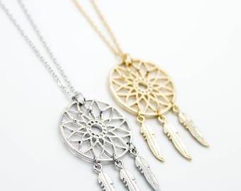 Dreamcatcher gold / silver plated necklace love, cute, adorable