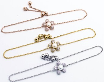 Daisy flower stone gold plated bracelet love, cute, adorable