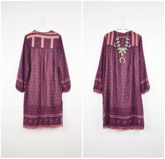 Prudence Indian Dress | 70s VTG Indian Gauze Dres… - image 1