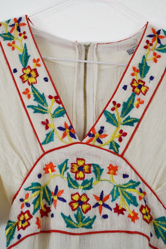 DEADSTOCK 60s Indian gauze dress 70s vintage Boho… - image 5