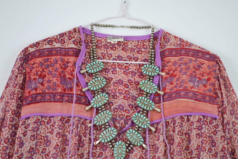 70s Vtg Indian Gauze Shirt Peachy Mauve 1970s Vintage Deadstock India