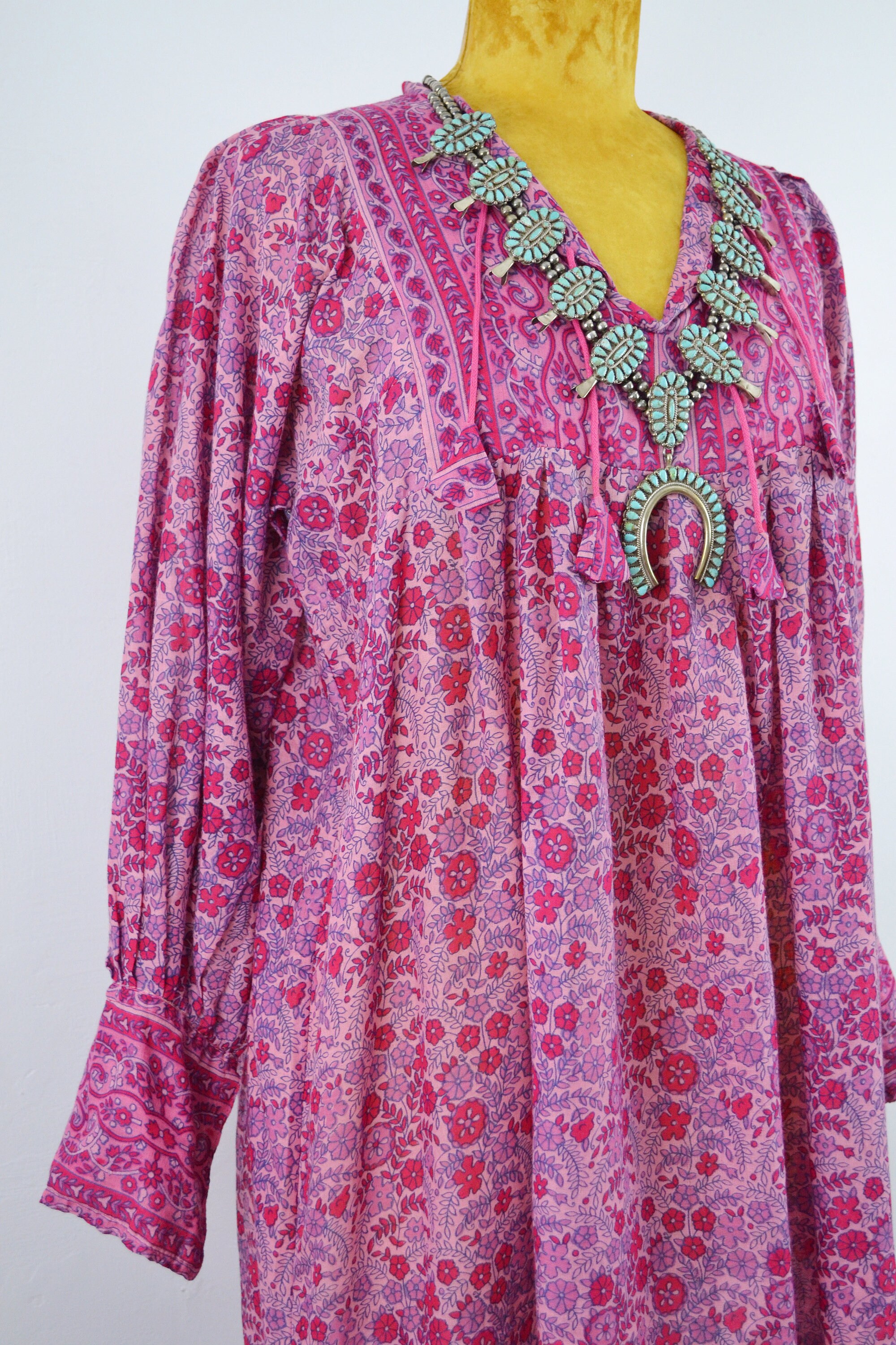 Zinnia Indian Dress 70s Vintage Floral India Cotton Dress 1970s ...