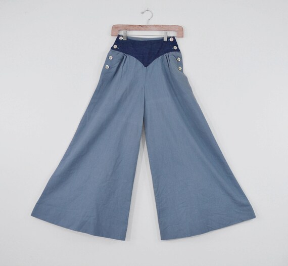 Denim Flare Pants | 70s Deadstock chambray wide le