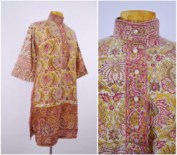 Daydream Indian Block Print Dress | 60s Deadstock