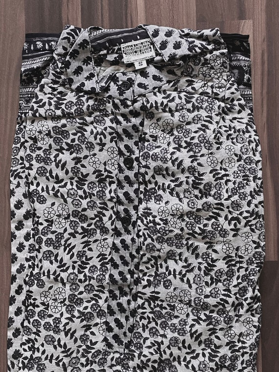 Vintage 70s Indian gauze dress | Floral Indian bl… - image 6