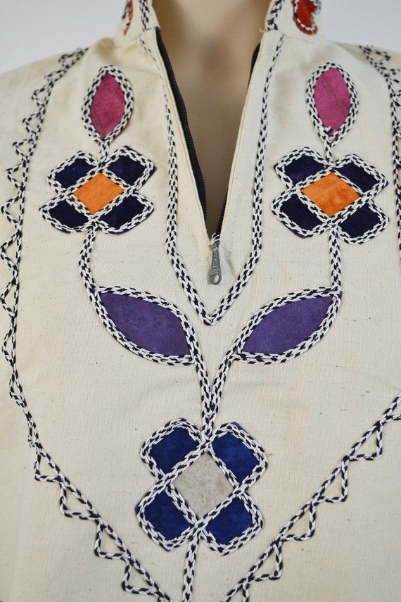 60s vintage Indian Tunic with Velvet felt patch 7… - image 5