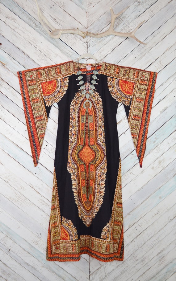chinese dress ladies Chic Dashiki Smocking Maxi Dress: Women Fashion -- FI-5007 A