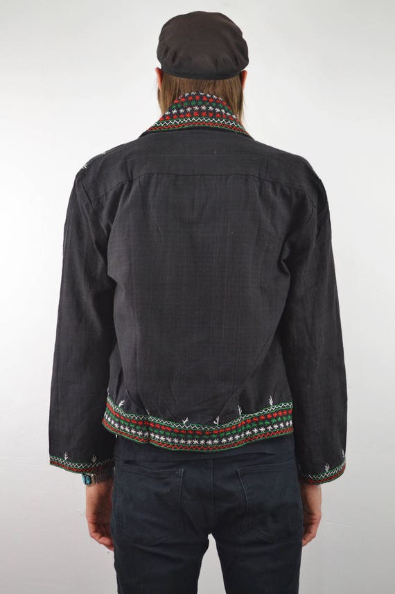 Midnight Embroidered Jacket | 60s vintage Indian … - image 3