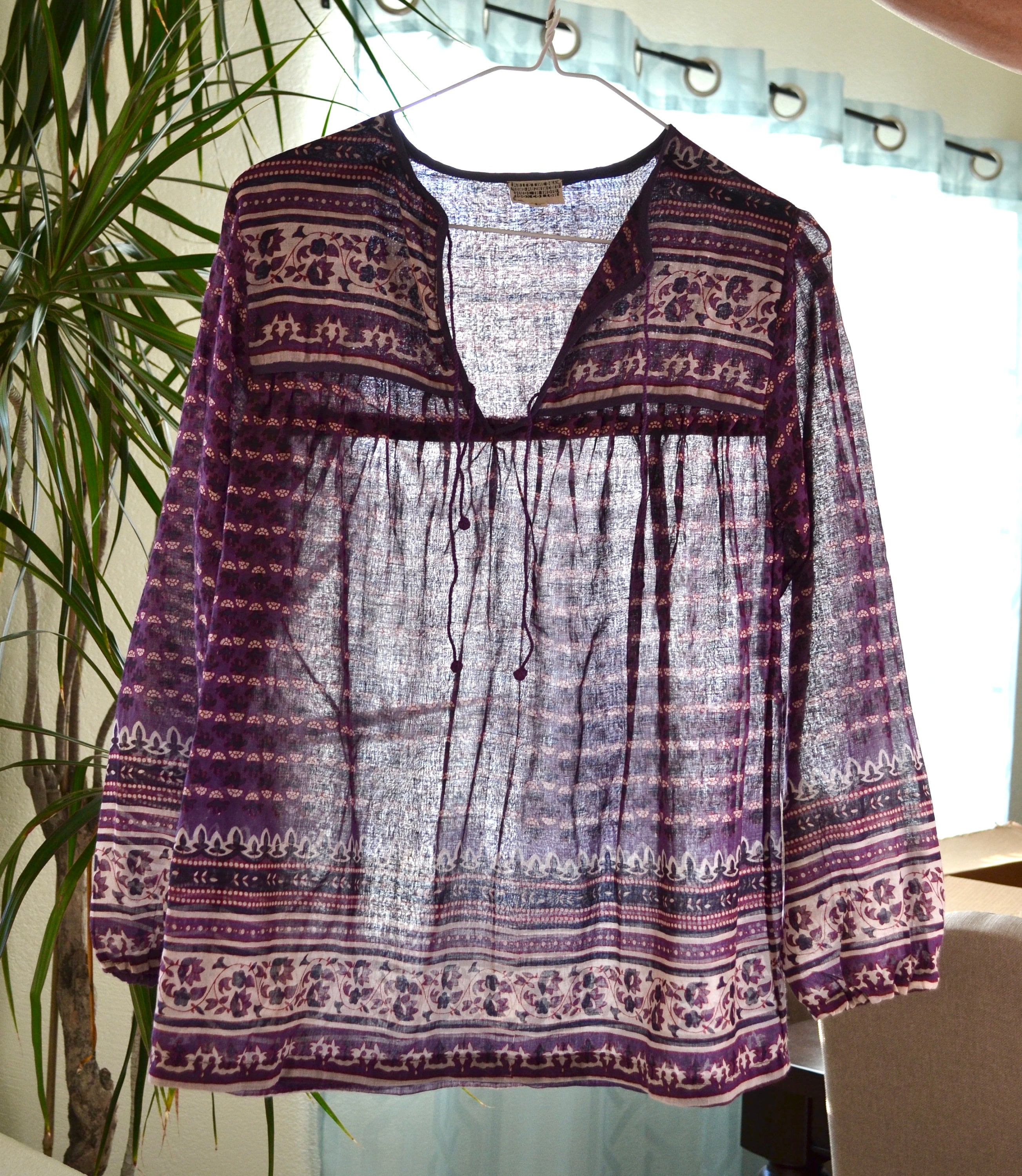 Deadstock INDIA gauze shirt 70s vintage INDIAN cotton floral Etsy